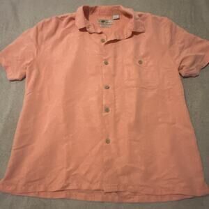 Joe Marlin Hawaiian Shirt MEN'S PINK SZ LARGE SHORT SLEEVE BUTTON UP